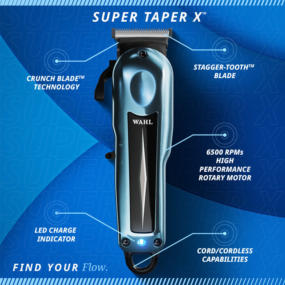 Wahl Super Taper X™ – Mașină de tuns profesională cu motor rotativ și lamă T-Shape, autonomie 100 min RESIGILAT