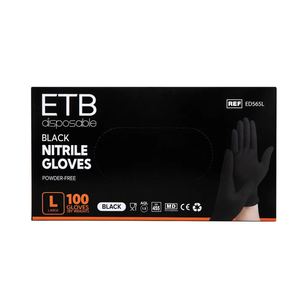 ETB Disposable Mănuși Nitril Negru L 100 buc