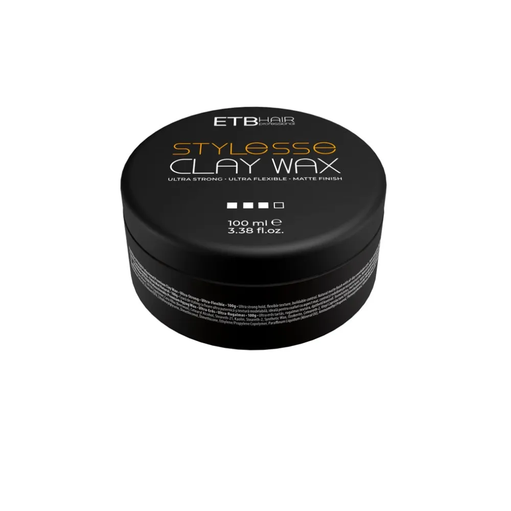 ETB Hair Stylesse Premium Clay Wax – Ceară profesională pentru păr cu fixare ultra-puternică și finish mat 100 ml - Păr