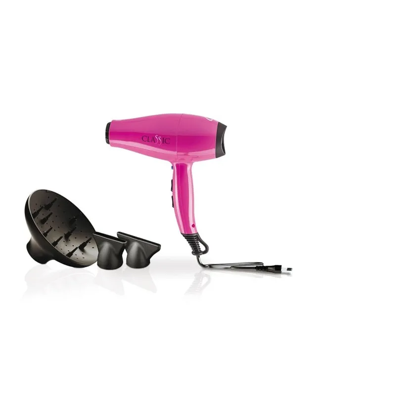 GA.MA Classic – Uscător de Păr Profesional 2200W cu Motor AC Italian Design Ergonomic și Uscare Rapidă - ROZ - Aparatură