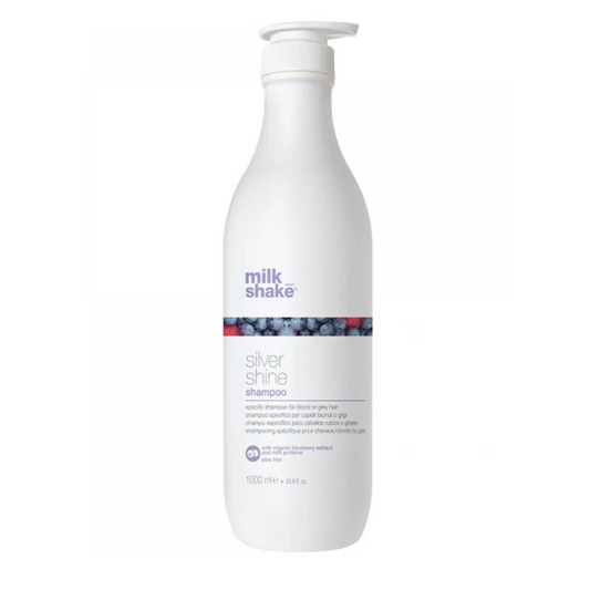 Milk Shake Silver Shine – Șampon Violet Profesional pentru Păr Blond Grizonat sau Alb 1000ml – Strălucire Argintie Fără