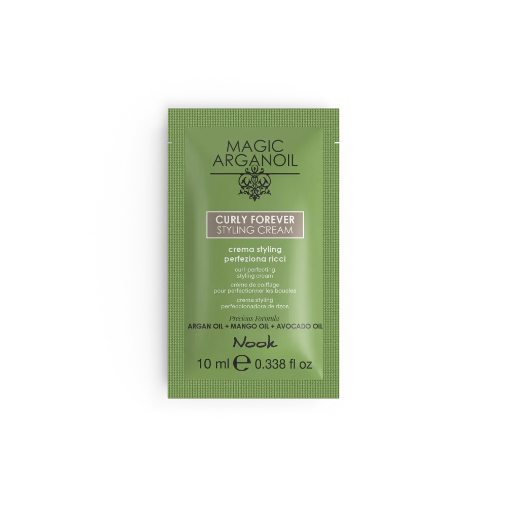Nook Magic ArganOil Curly Forever Styling Cream-Cremă Modelatoare Flexibilă pentru Păr Creț sau Ondulat Mostră 10ml