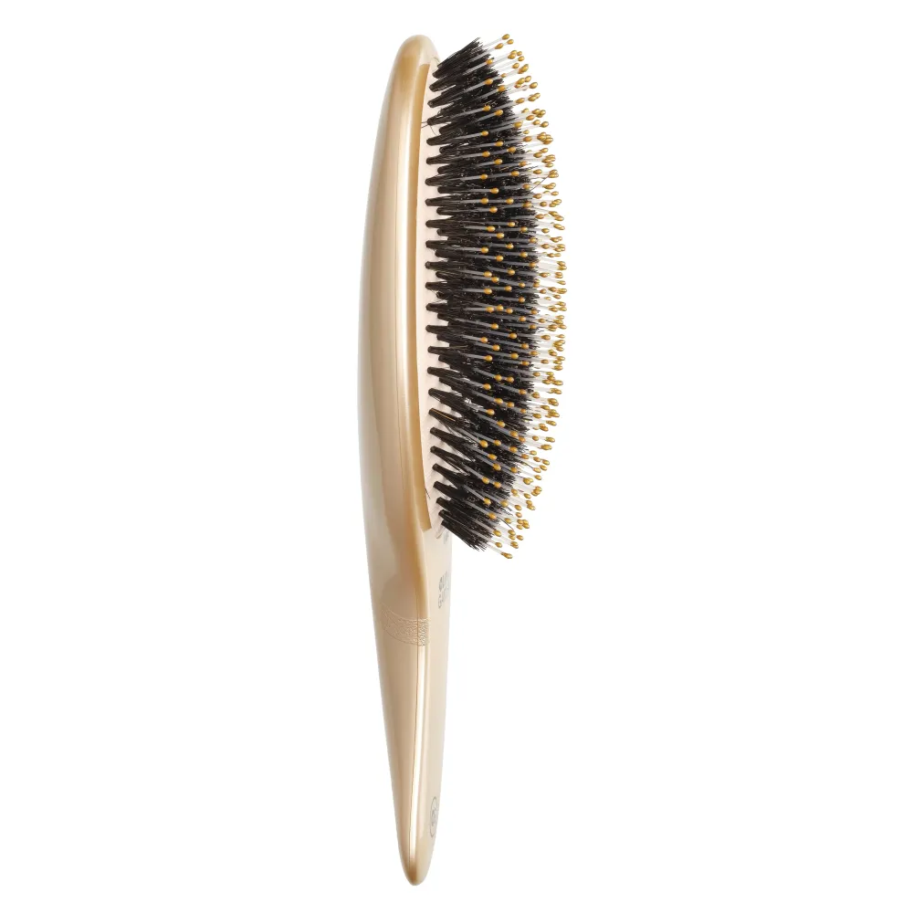 Olivia Garden Expert Care Curve – Perie Profesională cu Peri Naturali de Mistreț și Nylon Design Ergonomic Curbat Aurie
