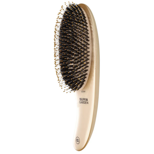 Olivia Garden Expert Care Curve – Perie Profesională cu Peri Naturali de Mistreț și Nylon Design Ergonomic Curbat Aurie