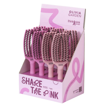 Olivia Garden Fingerbrush Boar & Nylon ThinkPink 2025 – Perie Profesională Roz Ediție Limitată - Păr