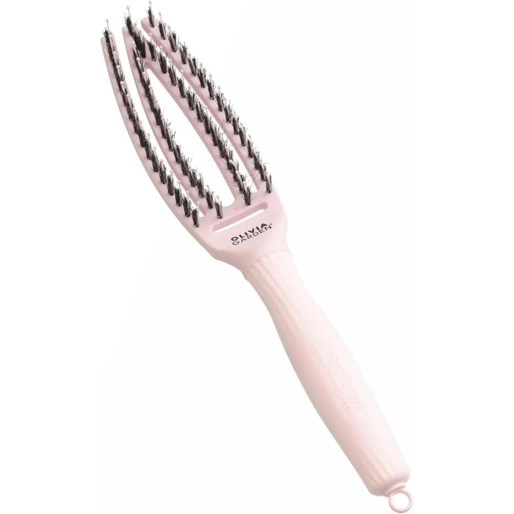 Olivia Garden Fingerbrush Care Iconic Boar & Nylon Pastel Pink S – Perie Profesională pentru Descurcare Delicată și