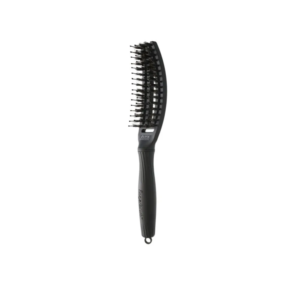 Olivia Garden FingerBrush Combo Small Full Black – Perie Profesională Antistatică pentru Descurcare și Finisaj Neted S
