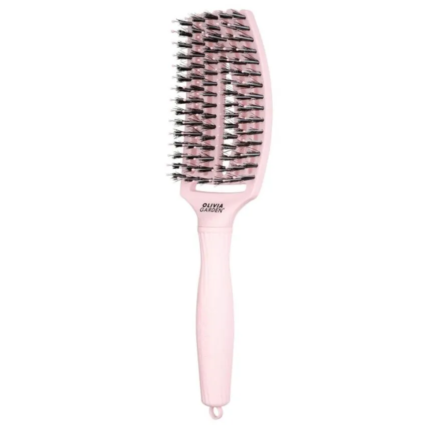 Olivia Garden FingerBrush Pastel Combo Medium Pink – Perie Profesională pentru Descurcare Volum și Strălucire Naturală