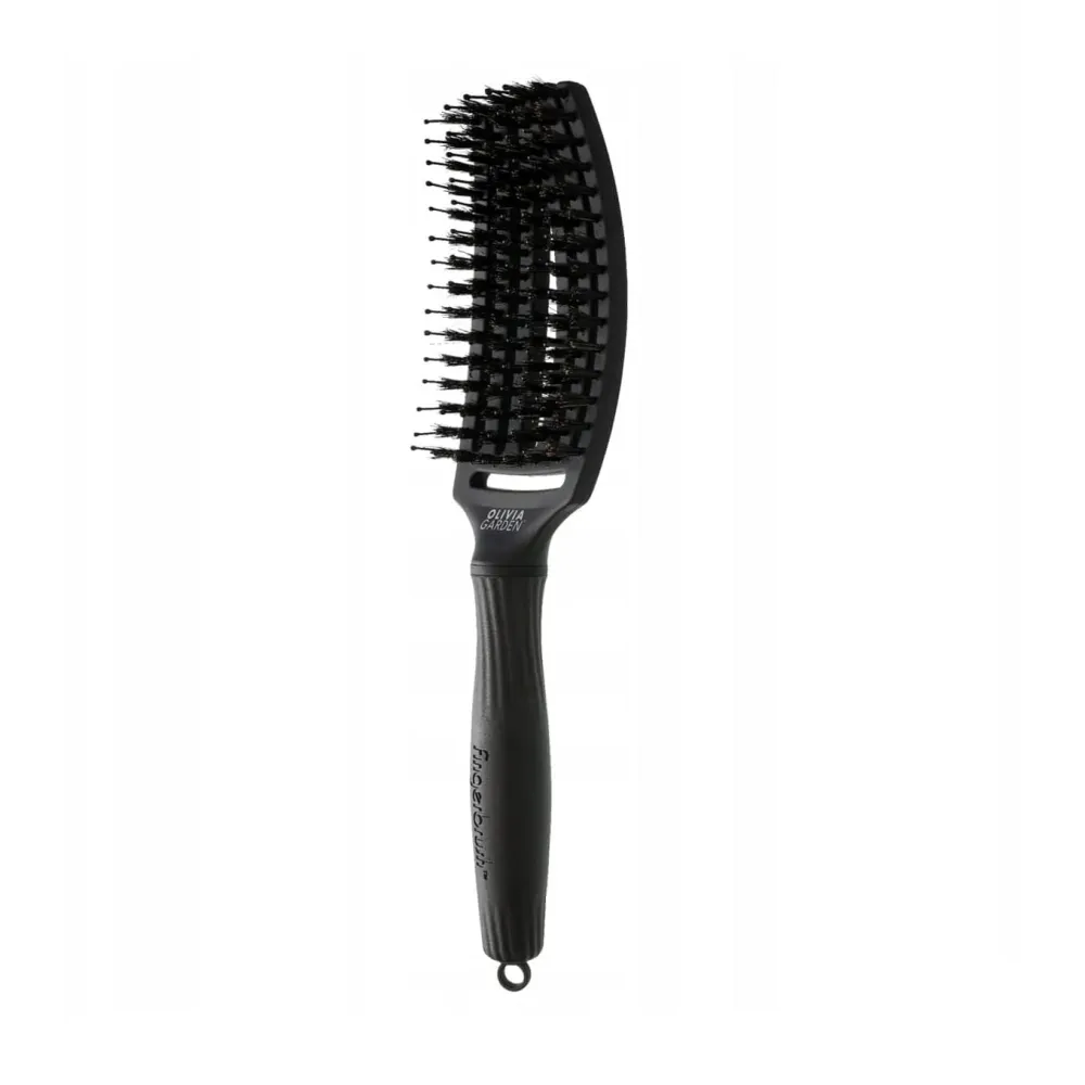 Olivia Garden Perie Curbată Fingerbrush Mediu Full Black