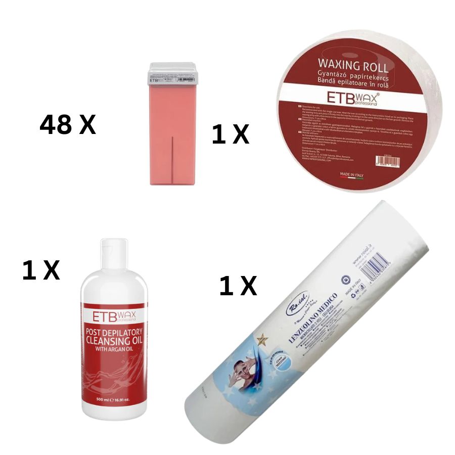 Pachet 48 bucati ceara premium roz cu aplicator lat 100ml