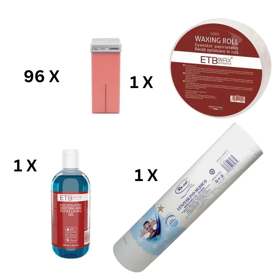 Pachet 96 bucati ceara premium roz cu aplicator lat 100ml