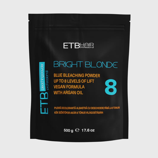 ETB Hair Bright Blonde Blue Plex 8 – Pudră Decolorantă Profesională Vegană cu Keratină, cu deschidere de până la 8 tonuri, 500 g
