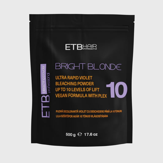 ETB Hair Bright Blonde Violet Plex 10 – Pudră Decolorantă Vegană Profesională, cu deschidere de până la 10 tonuri 500 gr