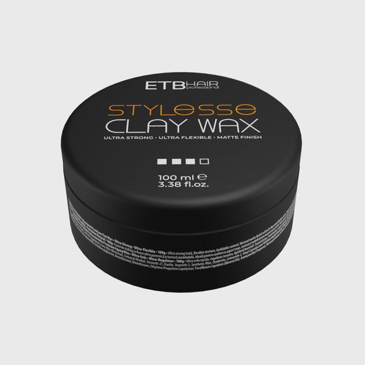 ETB Hair Stylesse Premium Clay Wax – Ceară profesională pentru păr cu fixare ultra-puternică și finish mat 100 ml