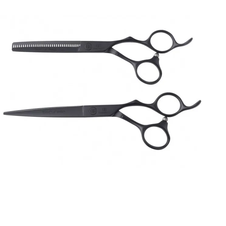 Set De Foarfeci Profesionale În Husă Olivia Garden Silkcut Pro Matt Black Foarfecă De Tuns 6.50 + Foarfecă De Filat