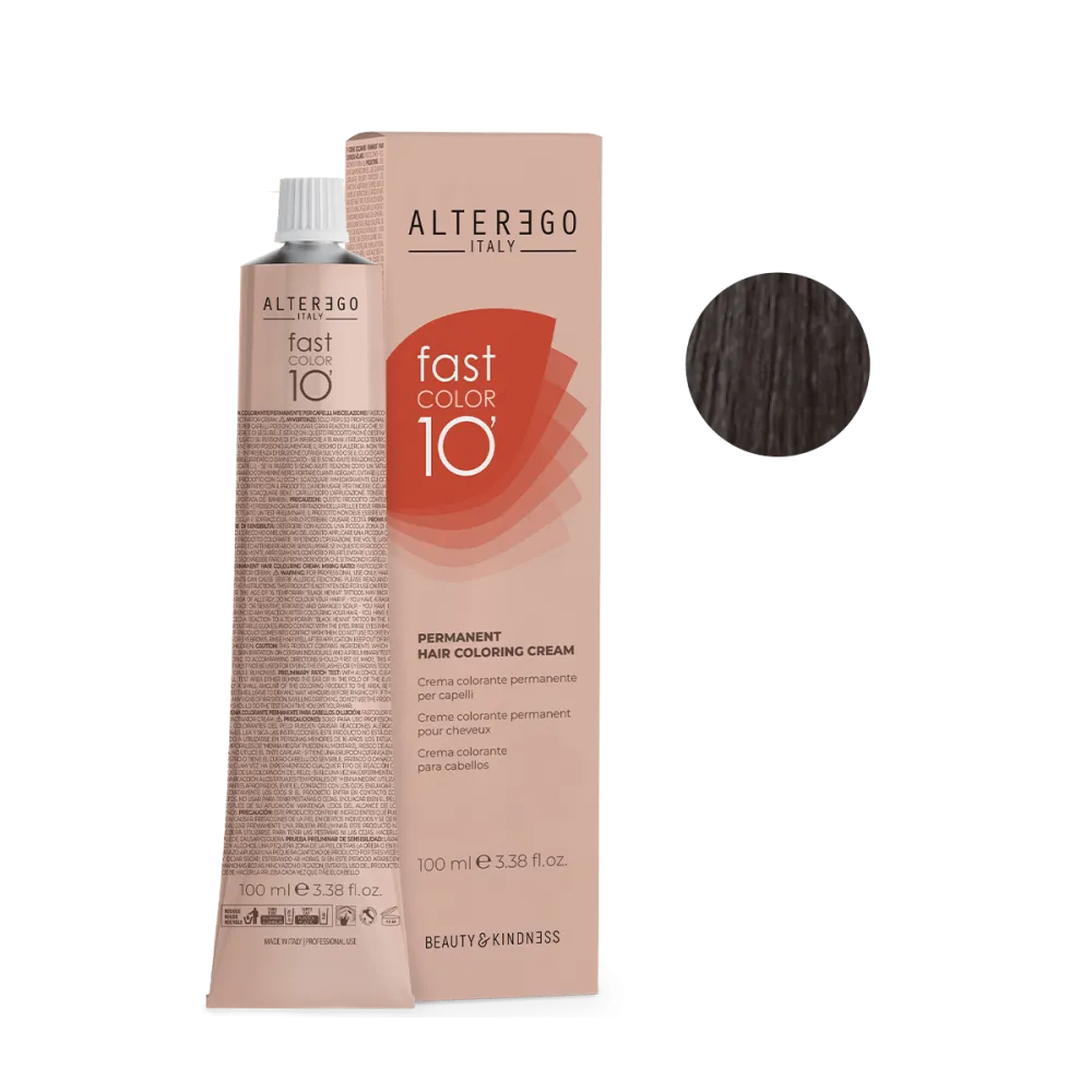 Vopsea Păr Permanentă AlterEgo Fast Color 10 Min - Acoperire 100% - 100 ml / 5.17 Castaniu Deschis Cenușiu Maro - Păr