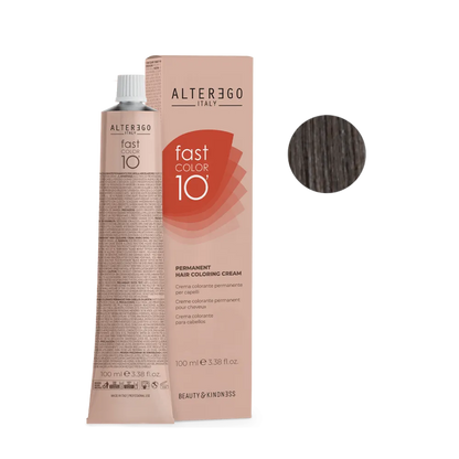 Vopsea Păr Permanentă AlterEgo Fast Color 10 Min - Acoperire 100% - 100 ml / 5.0 Castaniu Deschis Natural - Păr